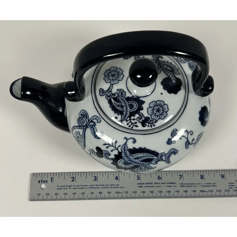 Pier 1 Imports Ceramic Blue Onion Teapot VTG Paisley